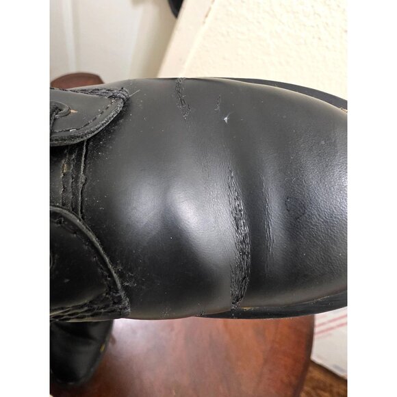 Dr. Martens Black Leather Lace-Up Boots With Iconic Yellow Stitching Durable Sol - Picture 10 of 13